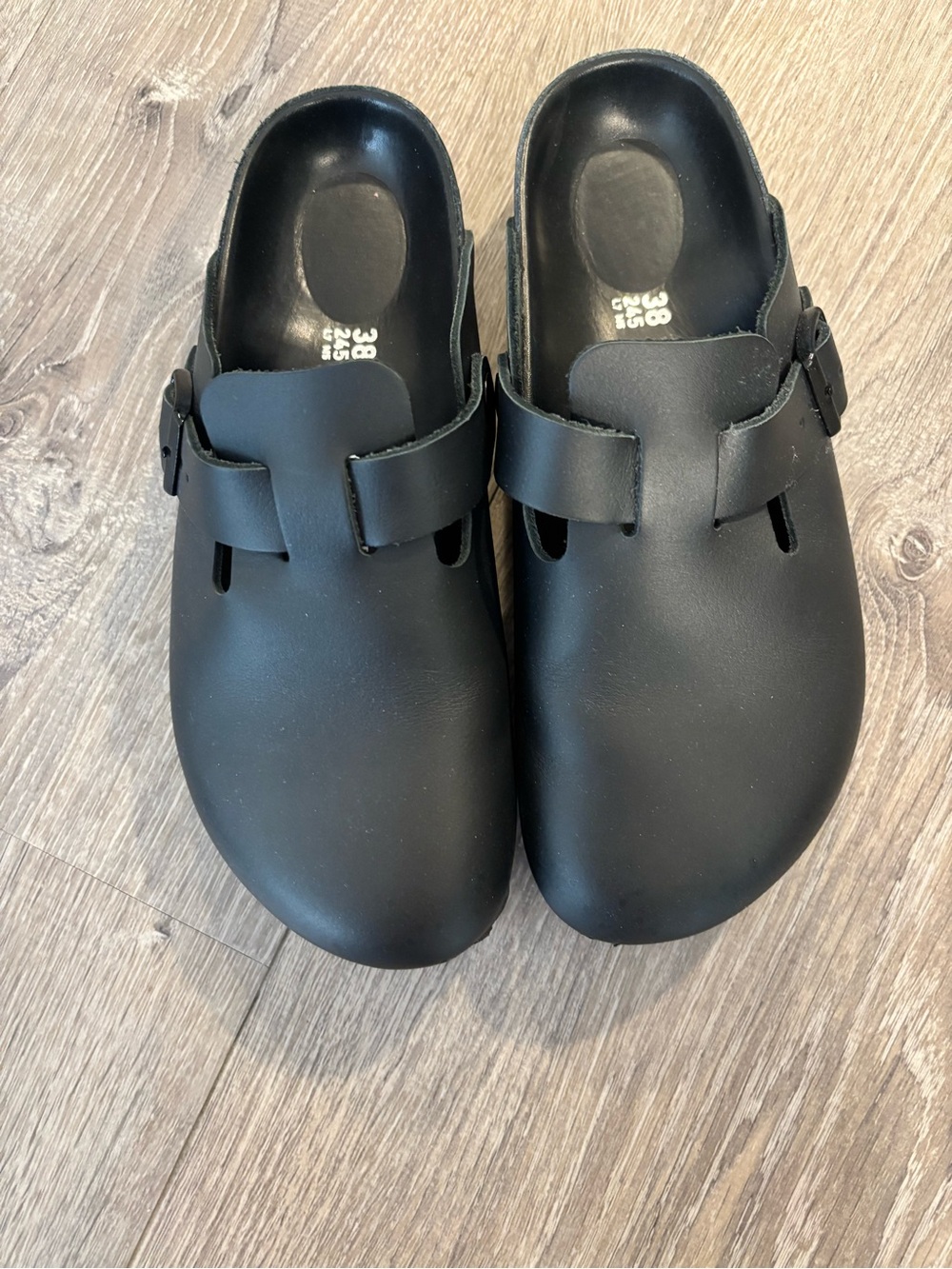 Birkenstock Black leather Slip-On Clog with Adjustable Buckle